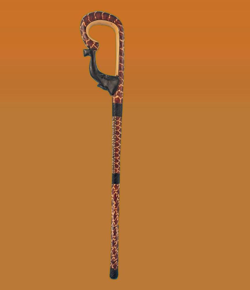 Canne avec manche en  figure de dauphin